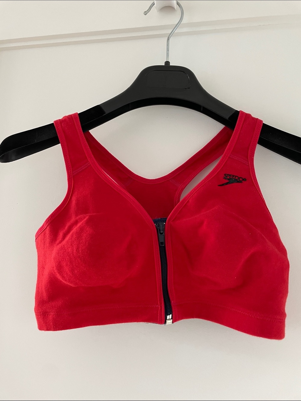 Speedo Women's Red Front-Zip Racerback Sports Bra
